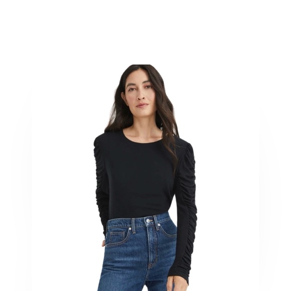 Veronica beard Delara Ruched Sleeve Top - Picture 1 of 4